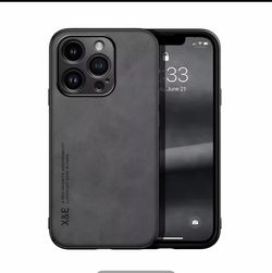 Luxury Leather Case For iPhone 15 promax Black Phone Case for Smartphones