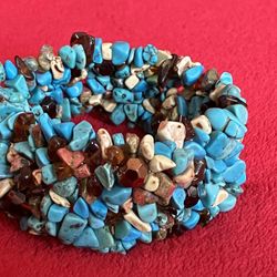 MULTI GEMSTONE BEADED CHUNKY TURQUOISE STRETCH BRACELET Size LARGE ‼️ MOre VINTAGe Items Added DAILY From MOVING SALE ‼️