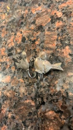 Vintage and tarnished Mexico silver screw clap earrings