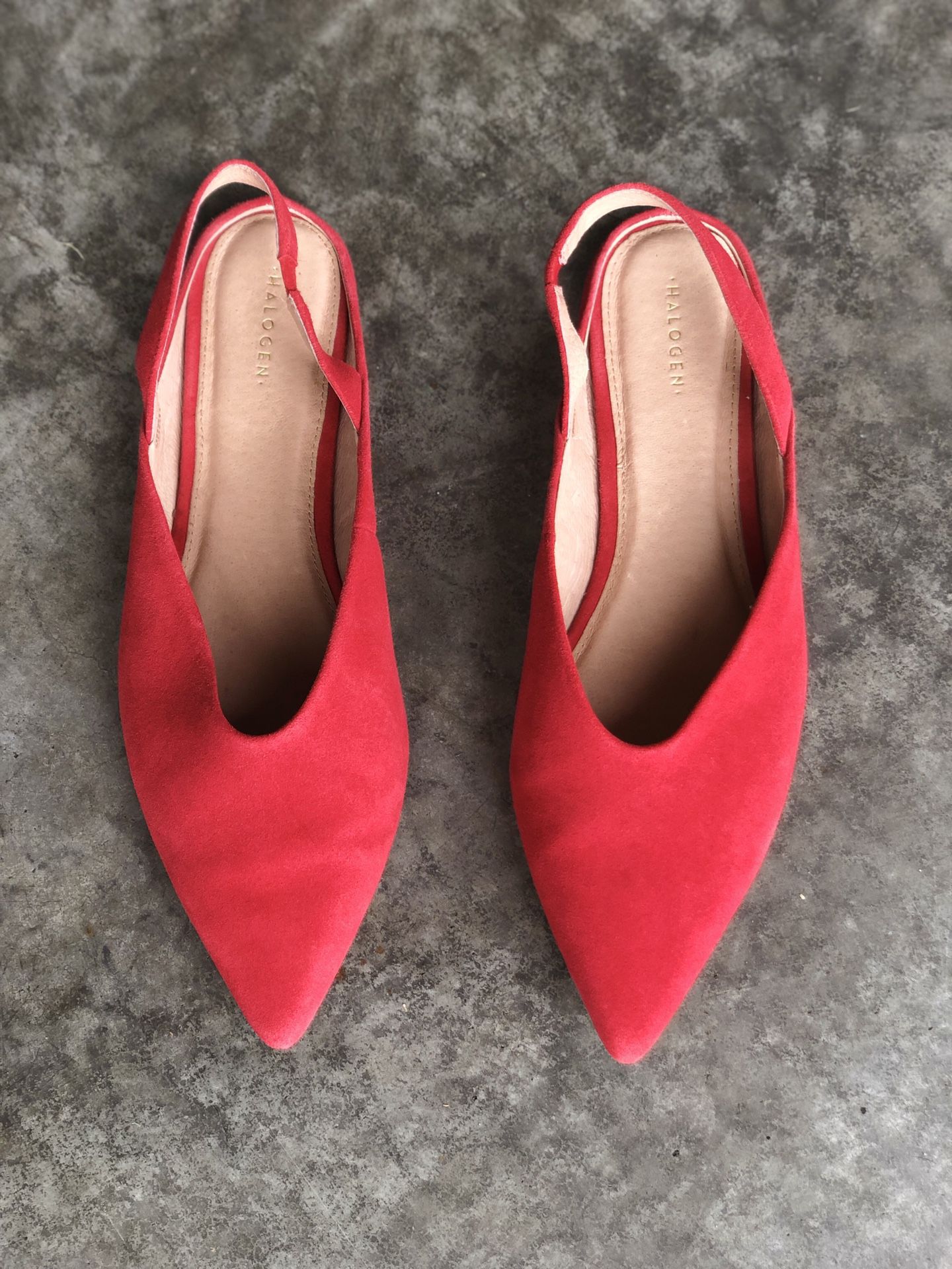 Halogen Red Slingback Suede Flats (size 9.5) Retail $99