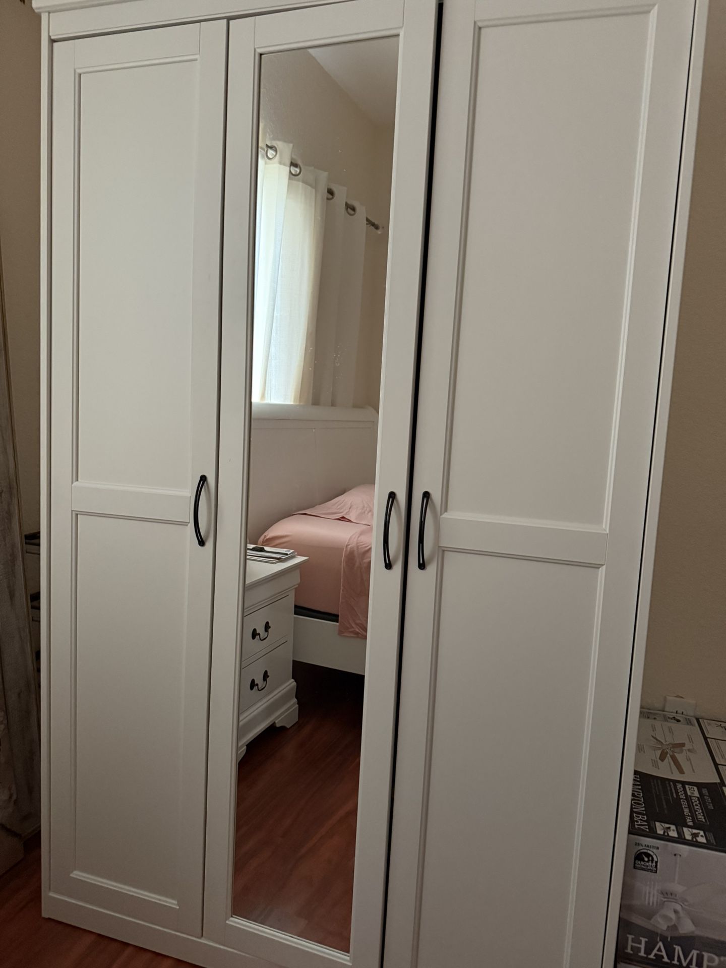 White Wardrobe Closet with Mirror
