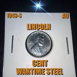 1943-S LINCOLN STEEL PENNY IN AU LIKE CONDITION ! SEE PHOTO'S !