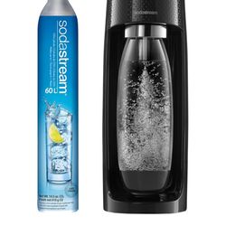 SodaStream Fizzi Sparkling Water Maker (Black) with CO2 and 2 BPA free Bottles