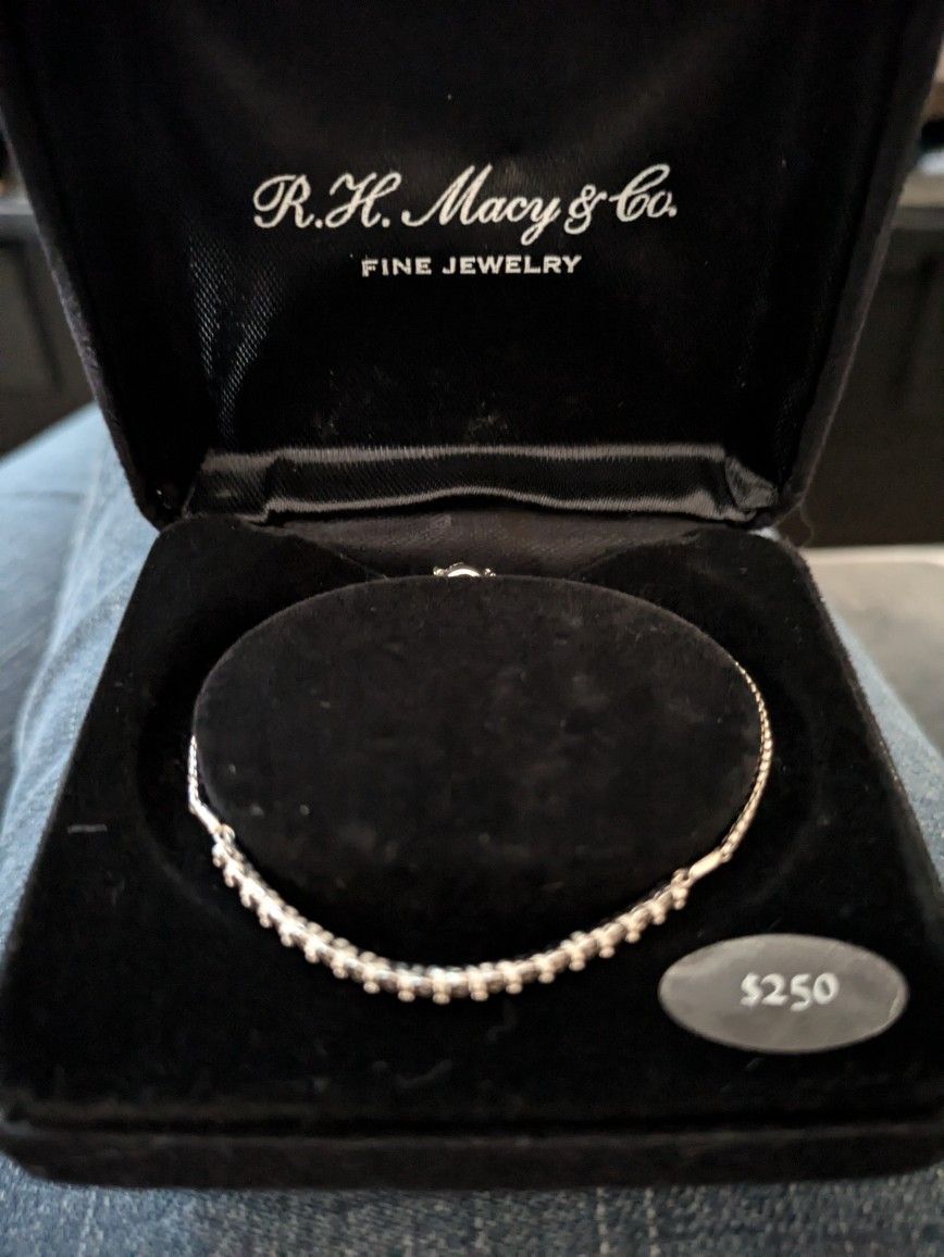 Macy's Sterling Silver Genuine Diamond Detail Bracelet