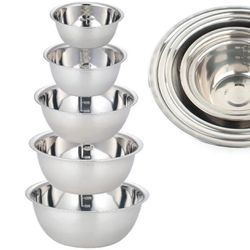 5pcs Non-Slip Stainless Steel Mixing Bowls Set - Perfect For Kitchen Cooking And Baking - Nesting Design For Easy Storage