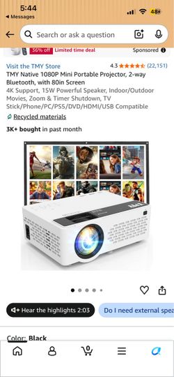 TMY Native 1080P Mini Portable Projector
