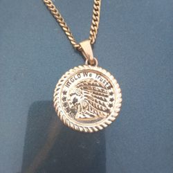 Cuban Link Chain With In Gld We Trust Indian Pendant 
