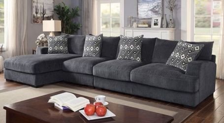 Brand New Grey Super Plush Chenille Sectional Sofa