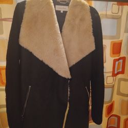 Calvin Klein Leather Jacket With Fur