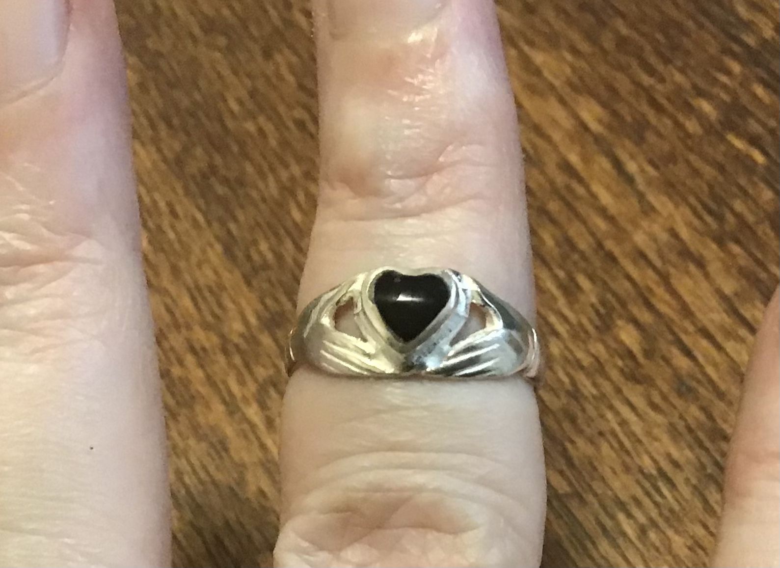 Sterling Onyx Claddagh Ring Size 5