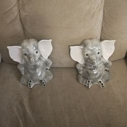 Set Of Two Ceramic Elephants 
