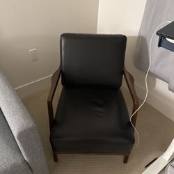 Set of 2: Poly & Bark Verity Leather Lounge Chairs (Onyx)