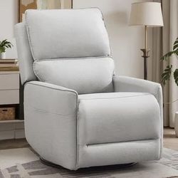 New in box-Light Gray 360-Degree Swivel Rocker Recliners for Compact Spaces, Upholstered Nursery Chairs with Pockets, Living and Nursery Room