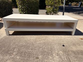 White Low-Profile TV Stand with Bottom Shelf