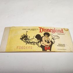 Vintage Disneyland Ticket Book w/Main Gate Admission Junior COMPLETE Disney