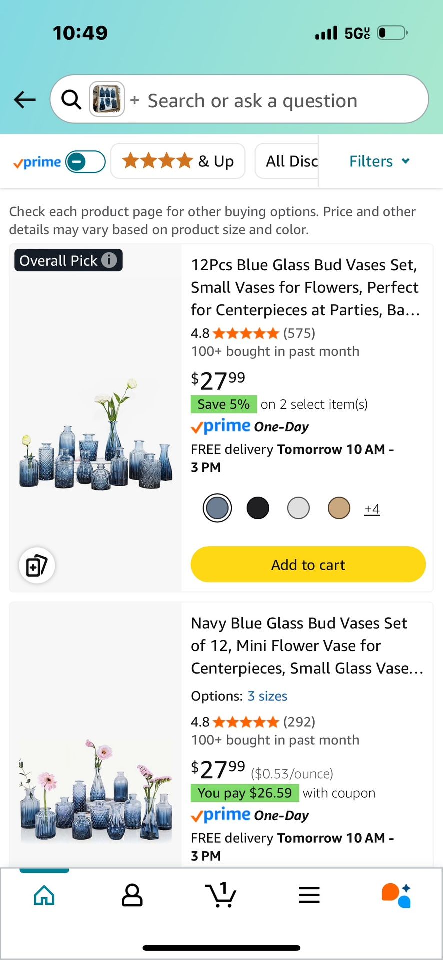 12 Piece Blue glass Bud Vases