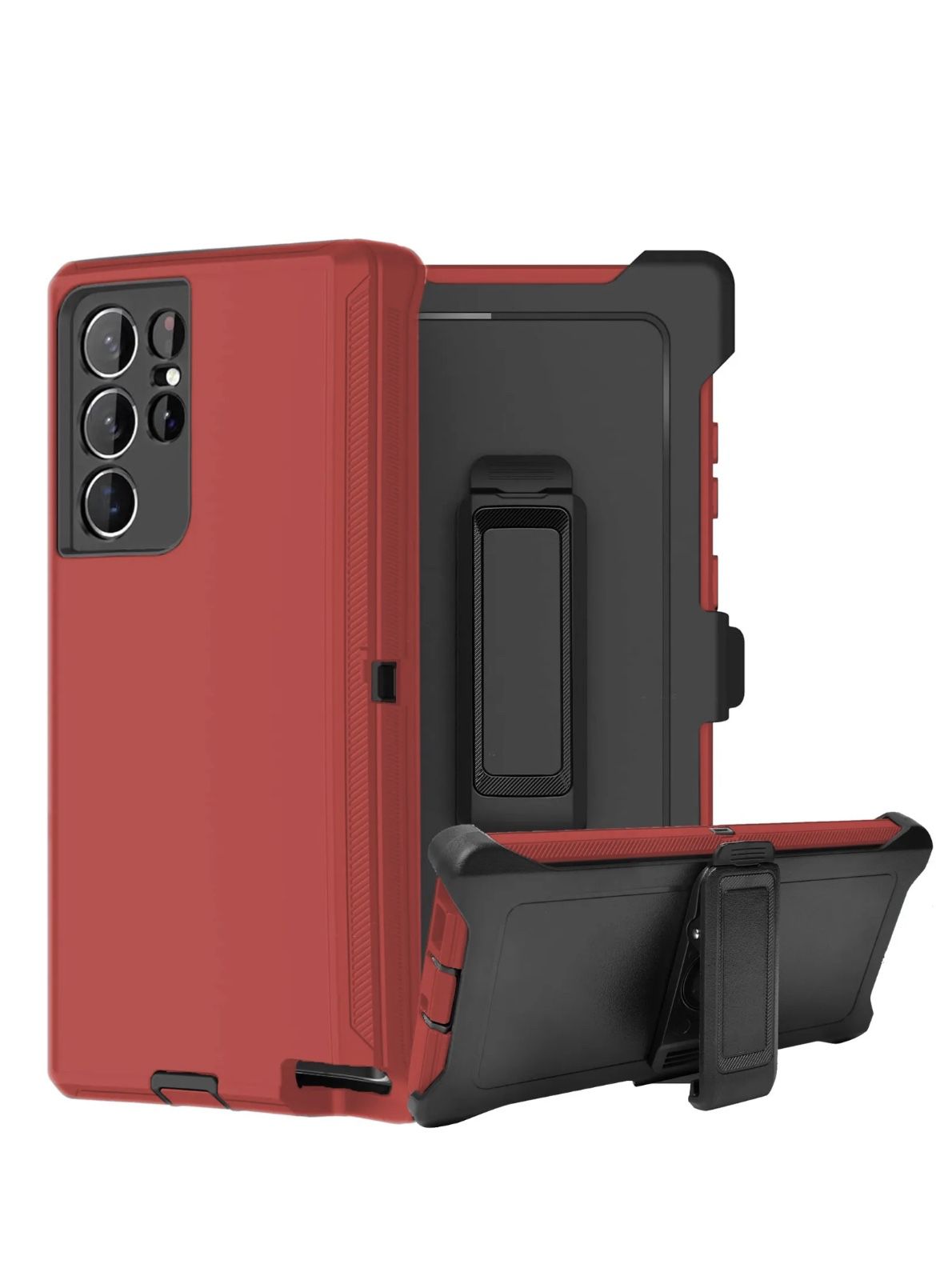 For Samsung Galaxy S23 / S23 Plus / S23 Ultra Red Case With Belt Clíp Holster 