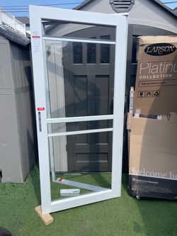 New Storm Door Larson platinum white slide size w36 h80 81 left hand Outswing $275