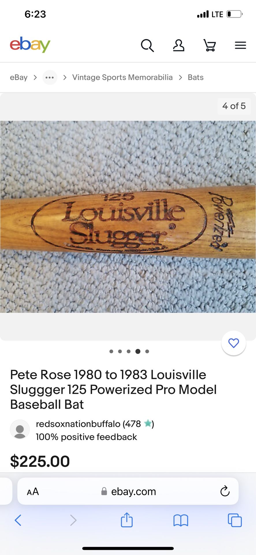 Pete Rose pro model S2 Louisville Slugger 125 Baseball Bat