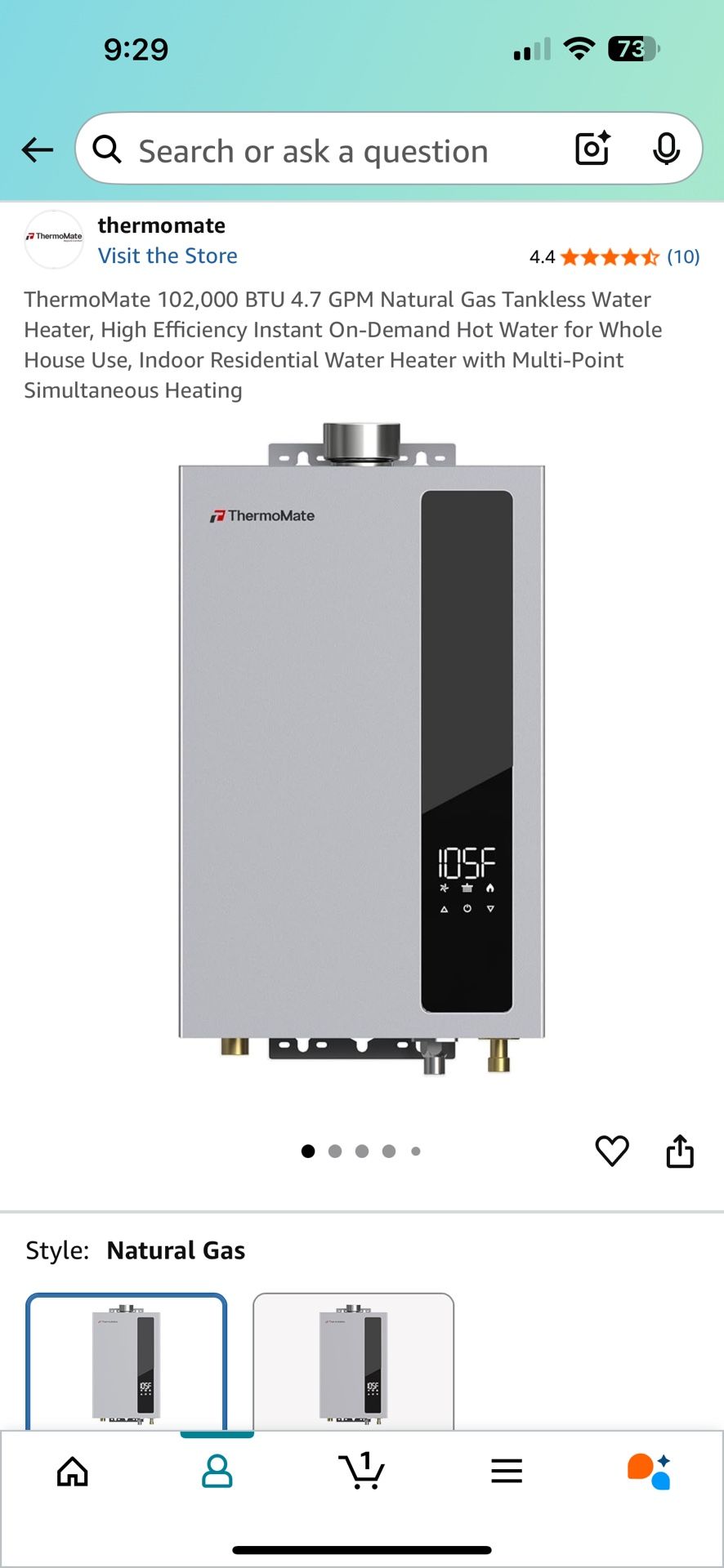 ThermoMate 102,000 BTU 4.7 GPM Natural Gas Tankless Water Heater