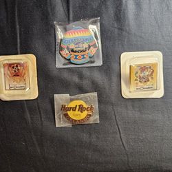 2 WALT DISNEY WORLD 20 MAGICAL YEARS PINS & 2 HARDROCK PINS