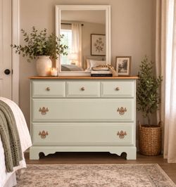 Sage Green Solid Wood Dresser with Mirror (free local delivery)
