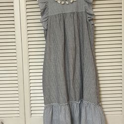 Mo:Vint Anthropologie Striped Midi Dress with Tassels- Size Small - EUC