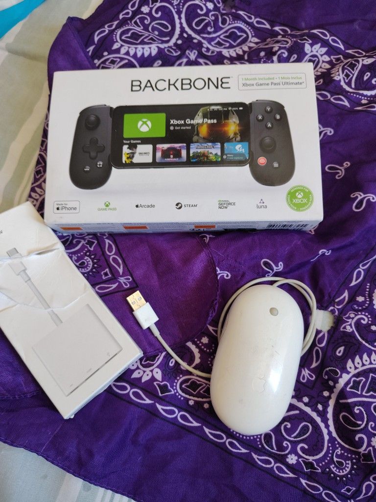 Backbone One Month Of Xbox Game Pass Ultimate Included With A iPhone Mouse Model Number A1152, USBC Digital AV Multi-port Adapter