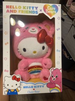 Hello Kitty x Care Bear Dressed as Cheer Bear Plush 10" New in box