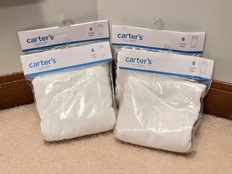 4 NEW Packs Girls Carters White Tank Undershirts. (Each Package Contains 2 Tanks.) Size 8. 