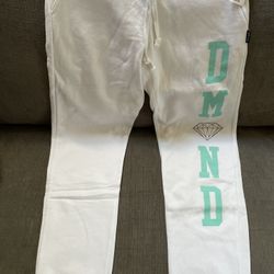 Brand New Juniors Diamond Supply White & Tiffany Blue Jogger Sweat Pants Size Small