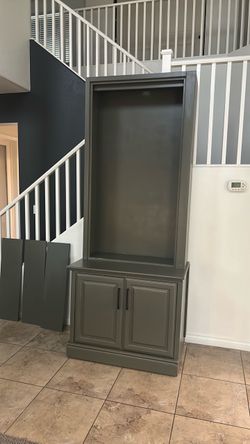 Solid wood storage cabinet with shelves for books