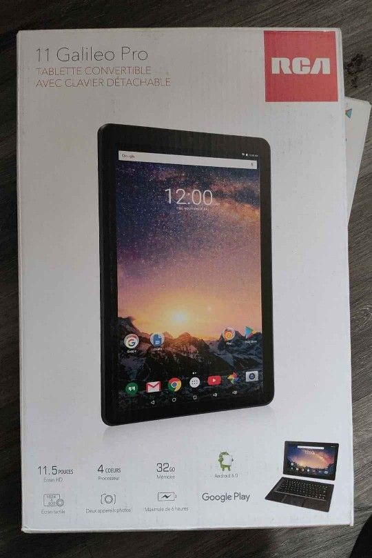 RCA Galileo Pro 11.5" 32GB 2-in-1 Tablet with Keyboard Case Android OS, black Google Classroom Ready