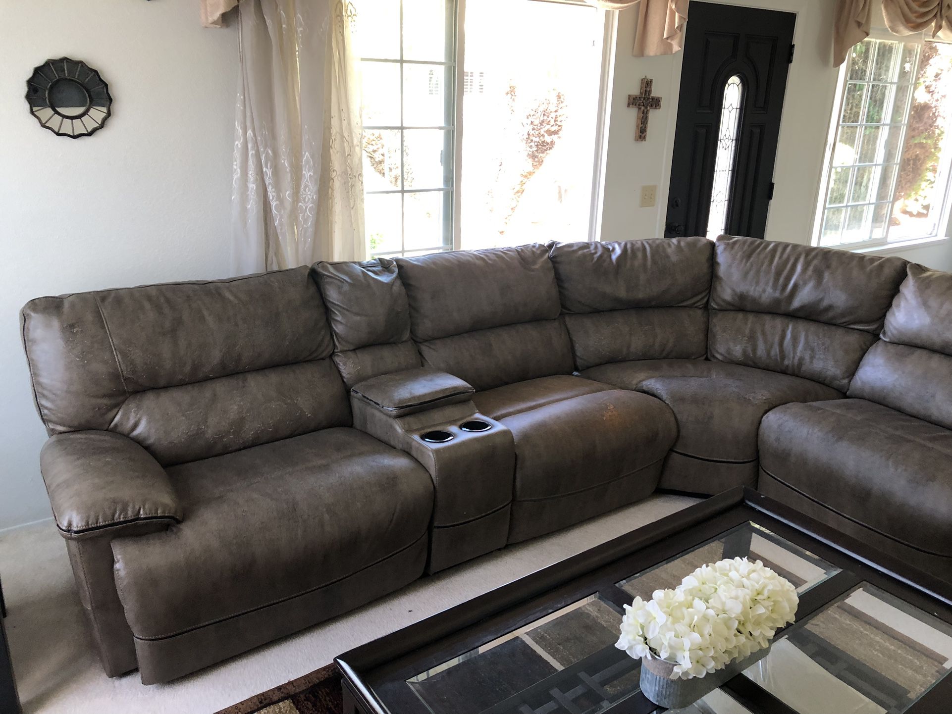 5 Pc Sectional Sofa 3 Recliners 