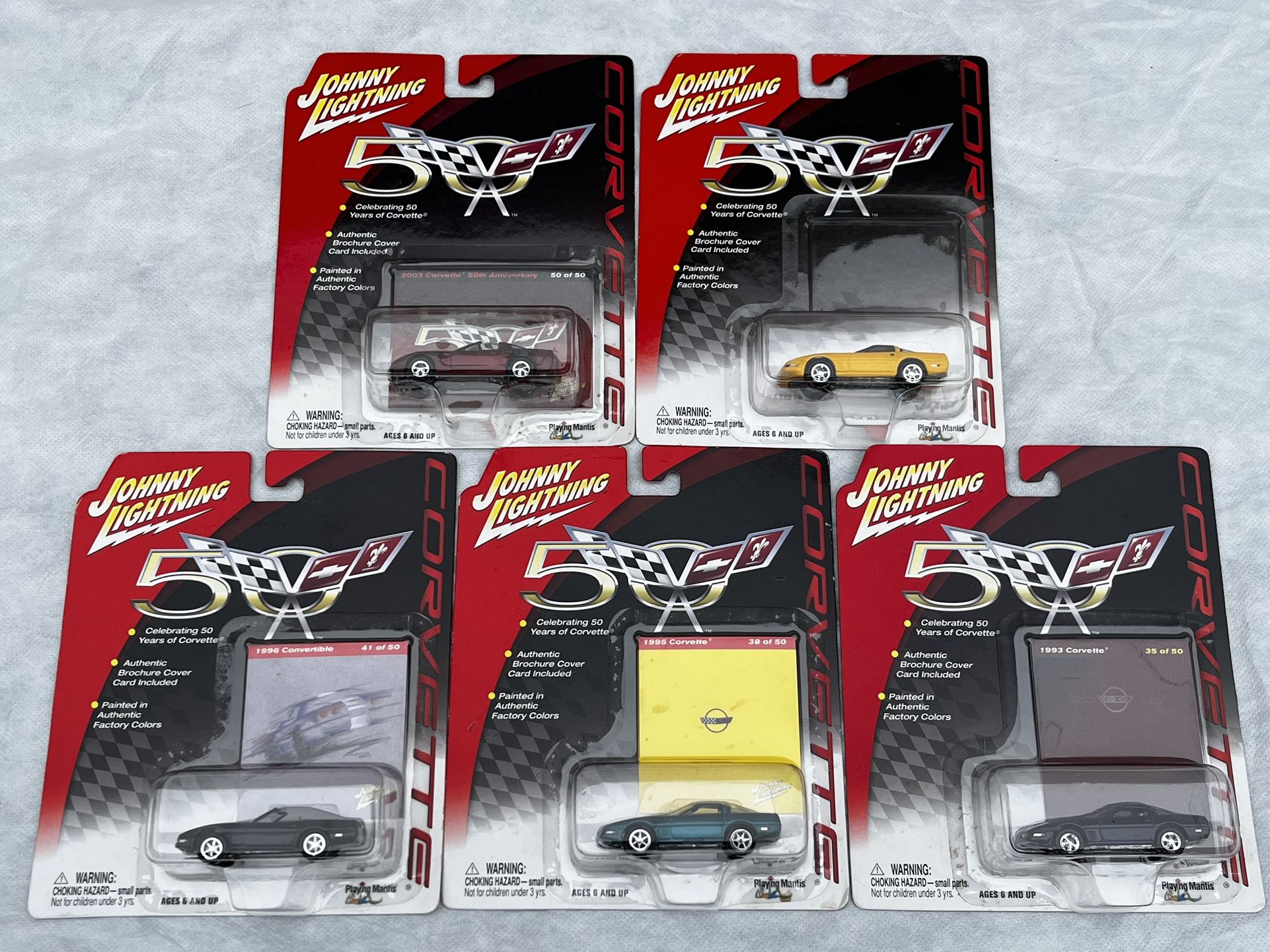 Lot of 5 - Johnny Lightning 50th Anniversary Corvette Figurines !