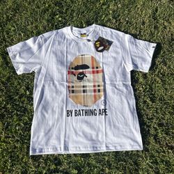 Bape white burberry 
