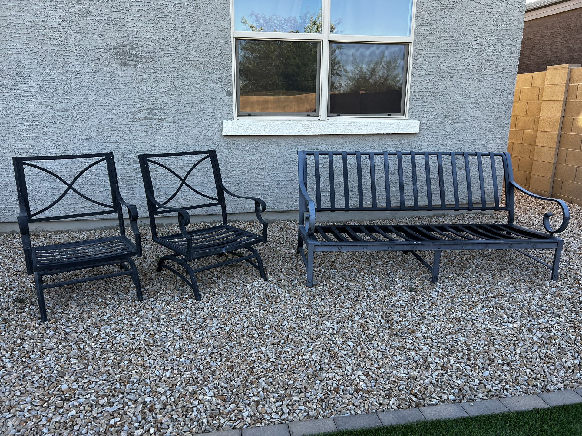 Patio Furniture - 1 Bench + 2 Chairs