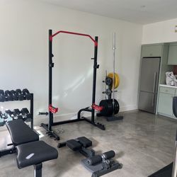 Squat Stand Power Lift Cage Plus Weights 