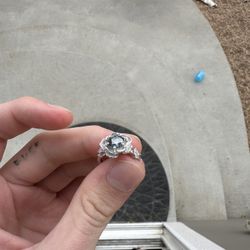 1ct Blue Flower Moissanite Ring Size 6