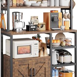 Baker’s Rack / Microwave Stand w Power Outlet – 6 Tier Storage Shelf