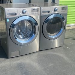 LG Front Loading Washer And Stackable Gas Dryer Set 