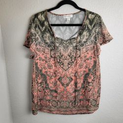 Christopher and Banks Boho Print Pullover Top with Tie Women's Size Medium