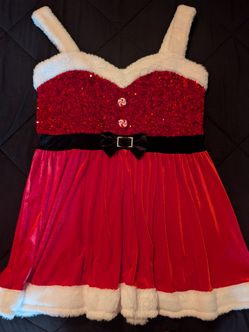 XL 16-18 Red velvet sequins Mrs Clause Santa dress costume