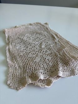 Vintage Handmade Filet Crochet Lace Doilies (Set of 2)