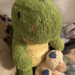 Stuffed Animals, Pink And Blue Cow With Dinosaurs 
