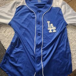 Los Angeles Dodgers MLB baseball LA jersey mens medium M majestic