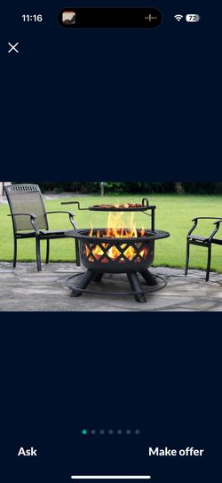 BALI OUTDOORS Wood Burning Fire Pit with Quick Removable Cooking Grill, Black,
