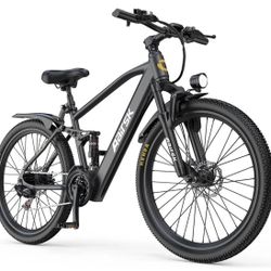 GT-300 Electric Mountain Bike ,25MPH Max Speed, Up to 40miles, 7/21 Speeds & Dual Suspension, 400W Motor Ebike for Adults Urban Commuter E-Bike