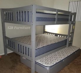 Full Full Twin Bunkbed W Ortho Mattress Included 