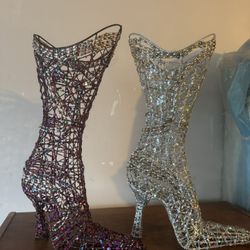 Decorative Wire Boot Sculpture